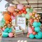 Pastel Balloon Garland Kit – Coral Pink, Teal Blue, Light Green, Orange, and Gold Metallic Double-Stuffed Latex Balloons for Tropical Hawaiian Luau, Birthday, Baby Shower, and Party Decorations